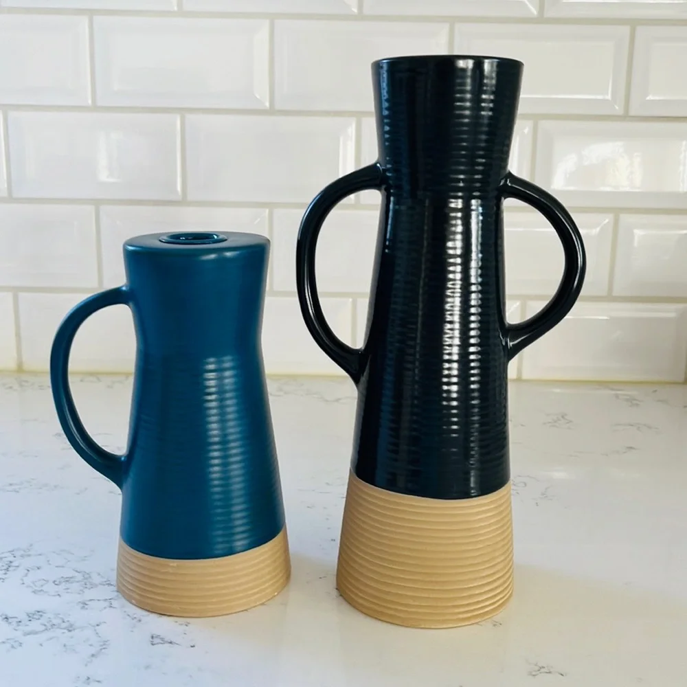Crate&Barrel Sibely Ceramic Taper Candle Holders